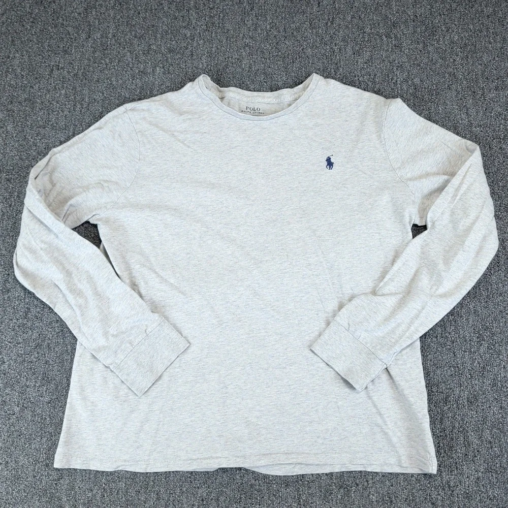 Polo Ralph Lauren Classic Preppy Long Sleeve T-Shirt Mens L Gray Cotton Tee